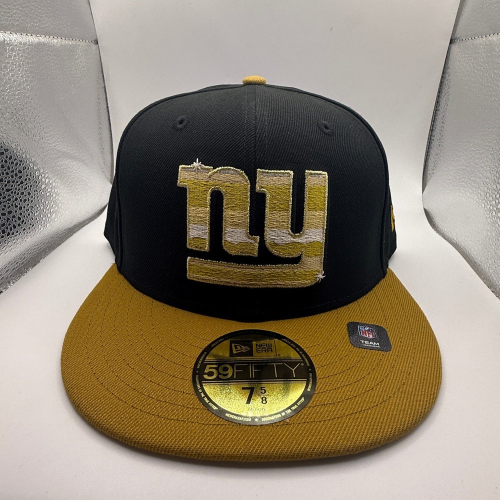 New Era 59FIFTY New York Giants Fitted Hat 7 5/8 Black Gold NFL Cap 60750847